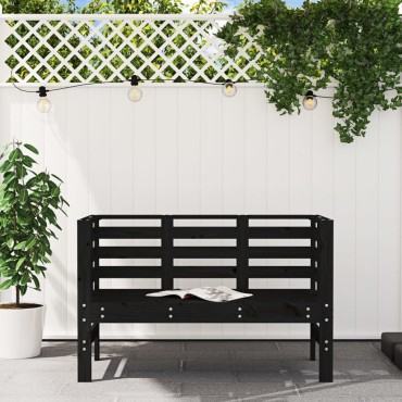 vidaXL Παγκάκι Κήπου Μαύρο 111,5x53x71cm από Μασίφ Ξύλο Πεύκου 1 τεμ.