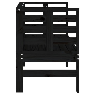 vidaXL Παγκάκι Κήπου Μαύρο 111,5x53x71cm από Μασίφ Ξύλο Πεύκου 1 τεμ.