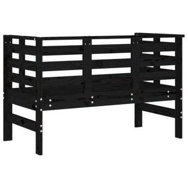 vidaXL Παγκάκι Κήπου Μαύρο 111,5x53x71cm από Μασίφ Ξύλο Πεύκου 1 τεμ.