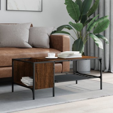 vidaXL Τραπεζάκι Σαλονιού με Ράφι Καφέ Δρυς 100x51x40cm Επεξ. Ξύλο 1 τεμ.
