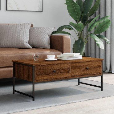 vidaXL Τραπεζάκι Σαλονιού Καφέ Δρυς 101x49x39,5cm Επεξεργασμένο Ξύλο 1 τεμ.