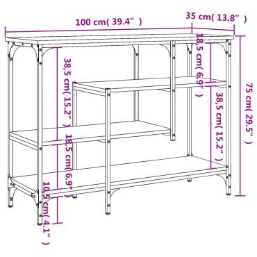 vidaXL Τραπέζι Κονσόλα με Ράφια Sonoma Δρυς 100x35x75cm 1 τεμ.
