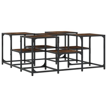 vidaXL Τραπεζάκι Σαλονιού Καπνιστή Δρυς 91x91x40cm Επεξεργασμ. Ξύλο 1 τεμ.