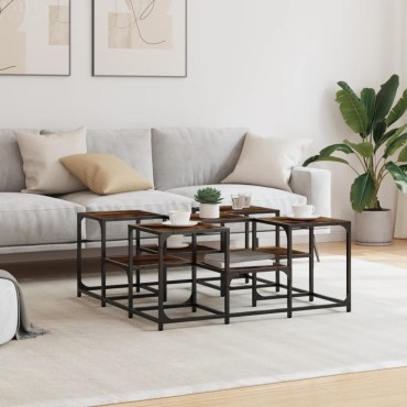 vidaXL Τραπεζάκι Σαλονιού Καπνιστή Δρυς 91x91x40cm Επεξεργασμ. Ξύλο 1 τεμ.