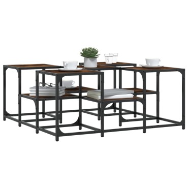 vidaXL Τραπεζάκι Σαλονιού Καπνιστή Δρυς 91x91x40cm Επεξεργασμ. Ξύλο 1 τεμ.