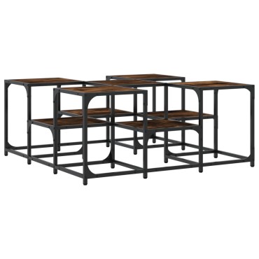 vidaXL Τραπεζάκι Σαλονιού Καπνιστή Δρυς 91x91x40cm Επεξεργασμ. Ξύλο 1 τεμ.