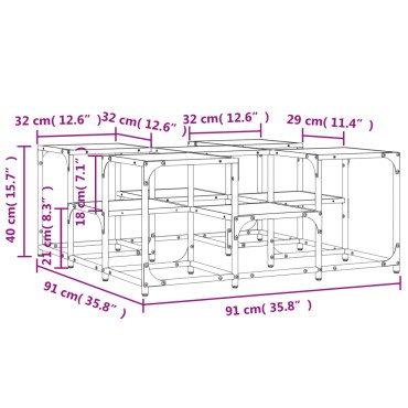 vidaXL Τραπεζάκι Σαλονιού Καπνιστή Δρυς 91x91x40cm Επεξεργασμ. Ξύλο 1 τεμ.