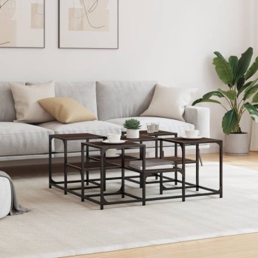 vidaXL Τραπεζάκι Σαλονιού Καφέ Δρυς 91x91x40cm Επεξεργασμένο Ξύλο 1 τεμ.