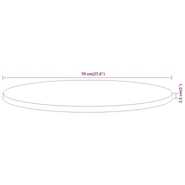 vidaXL Επιφάνεια Τραπεζιού Στρογγυλή 70x2,5cm Μασίφ Ξύλο Ακακίας 1 τεμ.