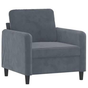 vidaXL Πολυθρόνα Σκούρο Γκρι Βελούδινη 78x77x80cm 1 τεμ. Γωνιακός