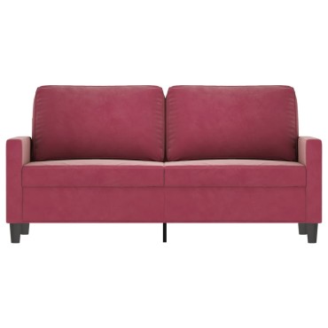 vidaXL Καναπές Διθέσιος Μπορντό Βελούδινος 158x77x80cm 1 τεμ.