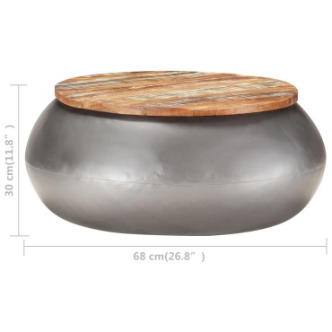 vidaXL Τραπεζάκι Σαλονιού Γκρι 68x68x30cm Μασίφ Ανακυκλωμένο Ξύλο 1 τεμ.