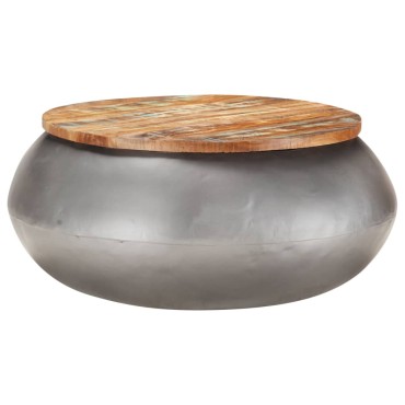 vidaXL Τραπεζάκι Σαλονιού Γκρι 68x68x30cm Μασίφ Ανακυκλωμένο Ξύλο 1 τεμ.