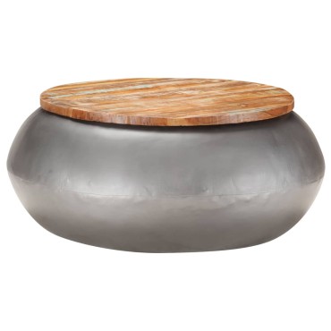 vidaXL Τραπεζάκι Σαλονιού Γκρι 68x68x30cm Μασίφ Ανακυκλωμένο Ξύλο 1 τεμ.
