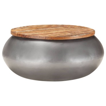 vidaXL Τραπεζάκι Σαλονιού Γκρι 68x68x30cm Μασίφ Ανακυκλωμένο Ξύλο 1 τεμ.
