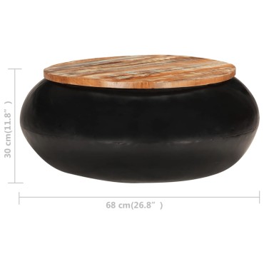 vidaXL Τραπεζάκι Σαλονιού Μαύρο 68x68x30cm Μασίφ Ανακυκλωμένο Ξύλο 1 τεμ.