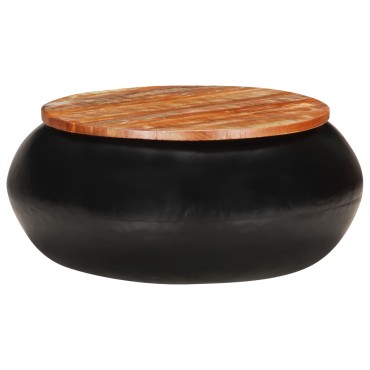 vidaXL Τραπεζάκι Σαλονιού Μαύρο 68x68x30cm Μασίφ Ανακυκλωμένο Ξύλο 1 τεμ.
