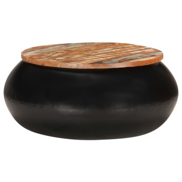 vidaXL Τραπεζάκι Σαλονιού Μαύρο 68x68x30cm Μασίφ Ανακυκλωμένο Ξύλο 1 τεμ.