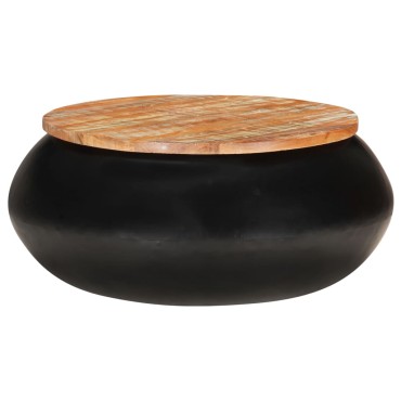 vidaXL Τραπεζάκι Σαλονιού Μαύρο 68x68x30cm Μασίφ Ανακυκλωμένο Ξύλο 1 τεμ.