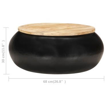 vidaXL Τραπεζάκι Σαλονιού Μαύρο 68x68x30cm από Μασίφ Ξύλο Μάνγκο 1 τεμ.