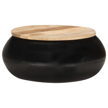 vidaXL Τραπεζάκι Σαλονιού Μαύρο 68x68x30cm από Μασίφ Ξύλο Μάνγκο 1 τεμ.