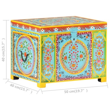 vidaXL Μπαούλο με Χειροπ. Λεπτομέρειες 50x40x40 εκ. Μασίφ Ξύλο Μάνγκο