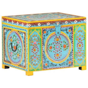 vidaXL Μπαούλο με Χειροπ. Λεπτομέρειες 50x40x40 εκ. Μασίφ Ξύλο Μάνγκο