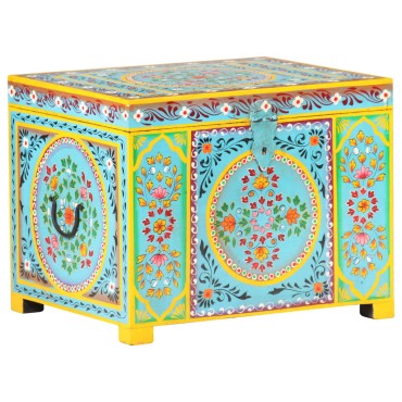 vidaXL Μπαούλο με Χειροπ. Λεπτομέρειες 50x40x40 εκ. Μασίφ Ξύλο Μάνγκο