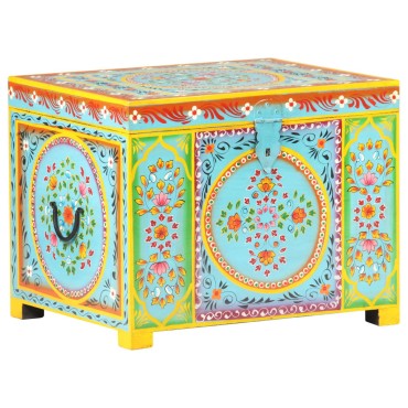 vidaXL Μπαούλο με Χειροπ. Λεπτομέρειες 50x40x40 εκ. Μασίφ Ξύλο Μάνγκο