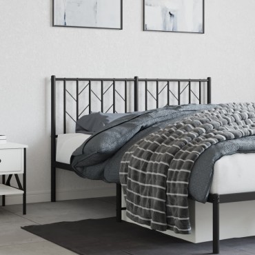 vidaXL Κεφαλάρι Μαύρο Μεταλλικό 142x3x90cm 1 τεμ.