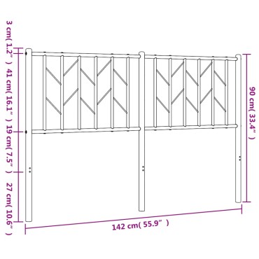 vidaXL Κεφαλάρι Μαύρο Μεταλλικό 142x3x90cm 1 τεμ.