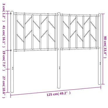 vidaXL Κεφαλάρι Μαύρο Μεταλλικό 125x3x90cm 1 τεμ.