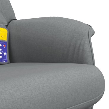 vidaXL Πολυθρόνα Μασάζ Ανακλινόμενη με Υποπόδιο Αν. Γκρι Υφασμάτινη 71x76,5x105,5cm 1 τεμ.