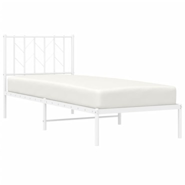 vidaXL Πλαίσιο Κρεβατιού με Κεφαλάρι Λευκό 80x200cm Μεταλλικό 1 τεμ. - Μονό