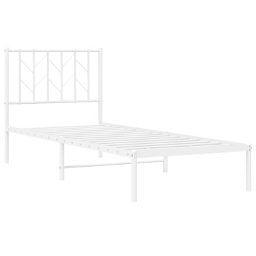 vidaXL Πλαίσιο Κρεβατιού με Κεφαλάρι Λευκό 80x200cm Μεταλλικό 1 τεμ. - Μονό