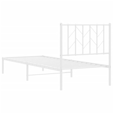 vidaXL Πλαίσιο Κρεβατιού με Κεφαλάρι Λευκό 80x200cm Μεταλλικό 1 τεμ. - Μονό