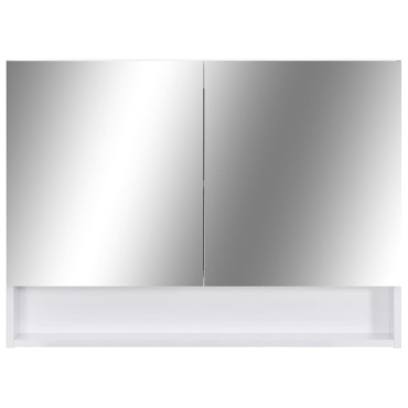 vidaXL Καθρέφτης Μπάνιου με Ντουλάπι / LED Λευκό 80x15x60cm MDF 1 τεμ.