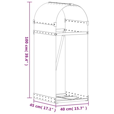 vidaXL Ξυλοθήκη Ασημί 40x45x100 εκ. από Γαλβανισμένο Ατσάλι