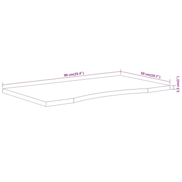 vidaXL Επιφάνεια Γραφείου Ορθογώνια 90x50x2,5cm Μασίφ Ξύλο Ακακίας