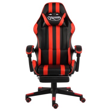 vidaXL Καρέκλα Racing με Υποπόδιο Μαύρο / Κόκκινο από Συνθετικό Δέρμα 35x41cm 1 τεμ.