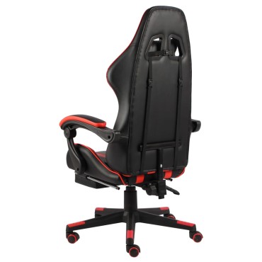 vidaXL Καρέκλα Racing με Υποπόδιο Μαύρο / Κόκκινο από Συνθετικό Δέρμα 35x41cm 1 τεμ.