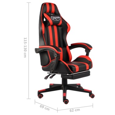 vidaXL Καρέκλα Racing με Υποπόδιο Μαύρο / Κόκκινο από Συνθετικό Δέρμα 35x41cm 1 τεμ.