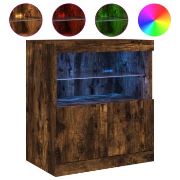 vidaXL Μπουφές με LED Καπνιστή Δρυς 60x37x67cm 1 τεμ.