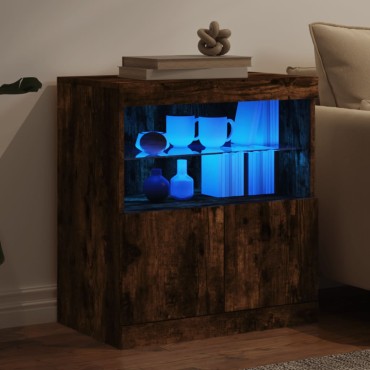 vidaXL Μπουφές με LED Καπνιστή Δρυς 60x37x67cm 1 τεμ.