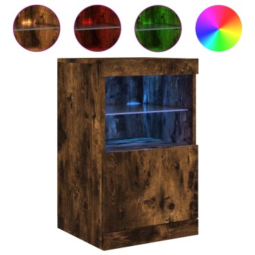 vidaXL Μπουφές με LED Καπνιστή Δρυς 41x37x67cm 1 τεμ.