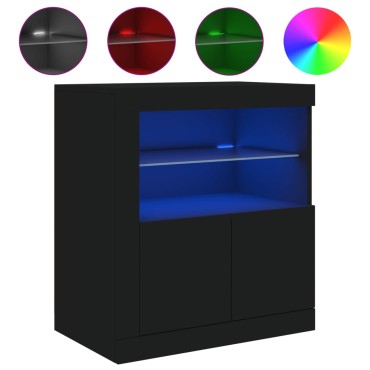 vidaXL Μπουφές με LED Μαύρος 60,5x37x67cm 1 τεμ.