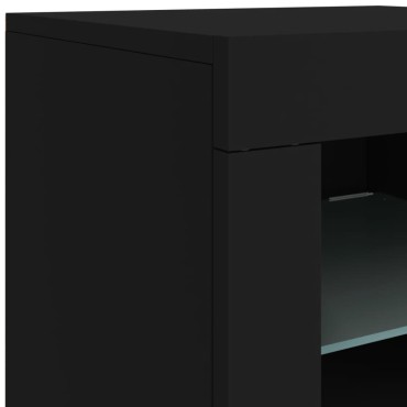 vidaXL Μπουφές με LED Μαύρος 60,5x37x67cm 1 τεμ.