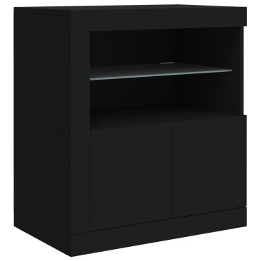 vidaXL Μπουφές με LED Μαύρος 60,5x37x67cm 1 τεμ.