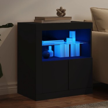 vidaXL Μπουφές με LED Μαύρος 60,5x37x67cm 1 τεμ.