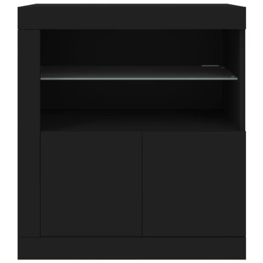 vidaXL Μπουφές με LED Μαύρος 60,5x37x67cm 1 τεμ.